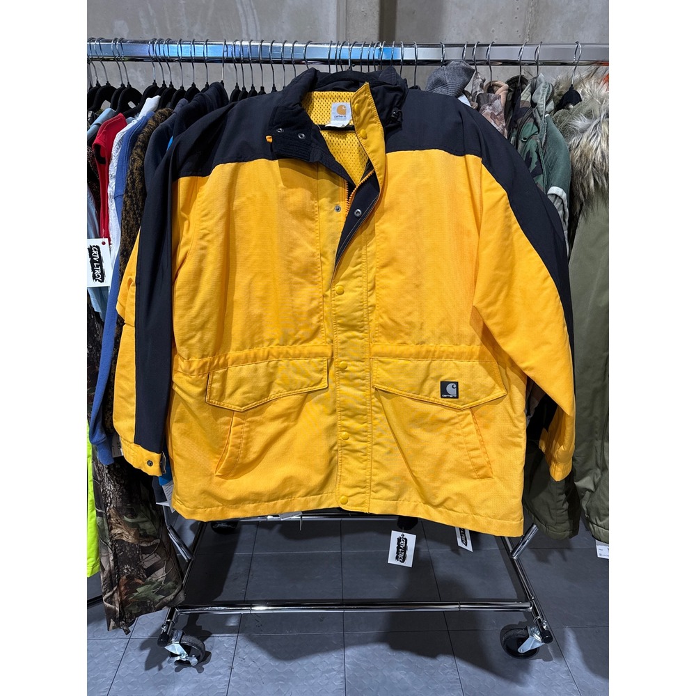 Carhartt Mens Nylon Mesh Lined Colorblock‎ Work Jacket Yellow Black XL Regular